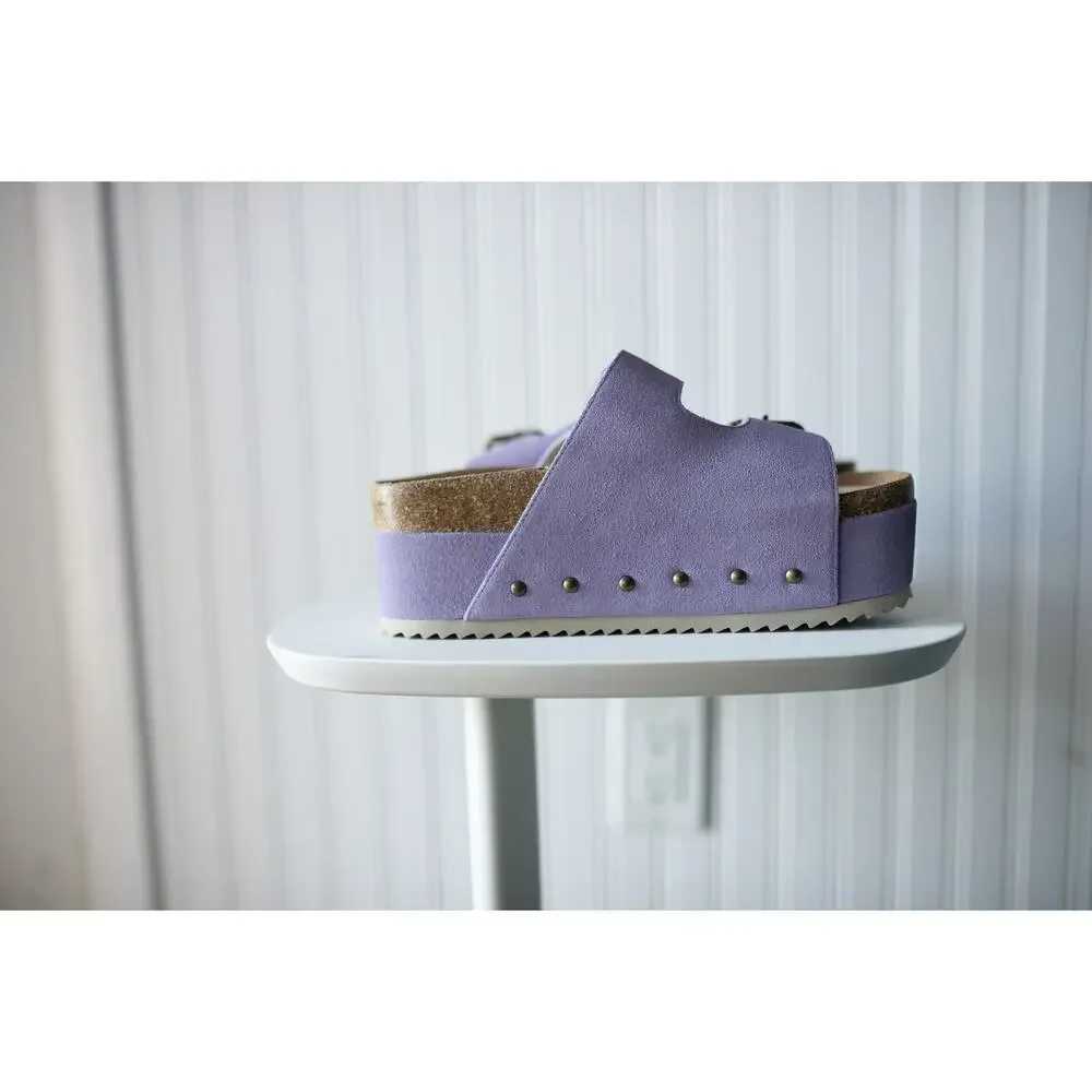Free People Rule Breaker Platform Sandals Purple Suede 37 - Picture 5 of 7